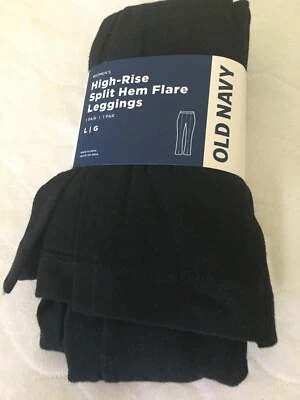 全新带标签 Old Navy 女式黑色高腰球衣喇叭打底裤 SPLIT HEM 多种尺寸 — 第 1/4 张图片