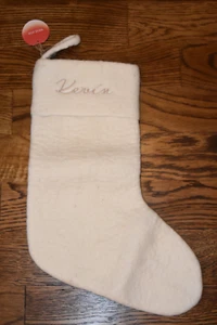 West Elm Ivory Felt Stocking Kevin Monogram NEW NWT - Picture 1 of 3