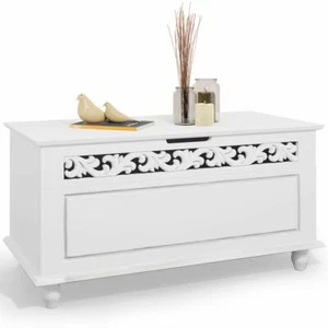 Asiento otomano de madera grande resistente cofre caja juguete manta unidad de almacenamiento tapa maletero - Imagen 1 de 6