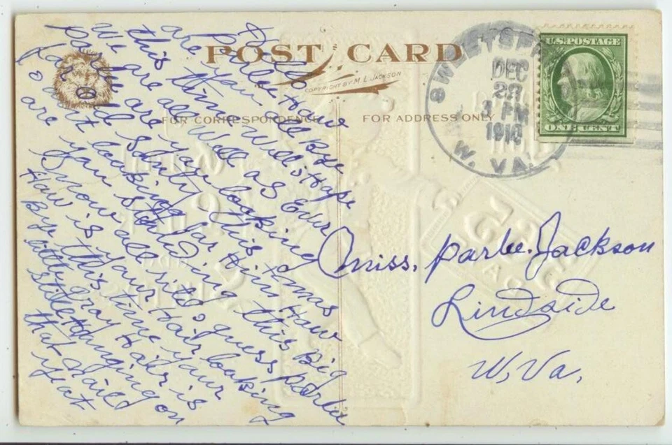 1910 Sweetsprings West Virginia DPO spelling 1895-1967 Monroe County - Image 1 of 1