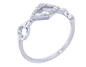 Mirrored Geometric 1/10 CT Real Diamond Engagement Ring 7MM 14K White Gold S7 - Picture 1 of 6