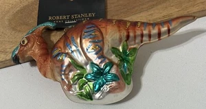 Robert Stanley Parasaurolophus Dinosaur Blown Glass Christmas Ornament NEW - Picture 1 of 3
