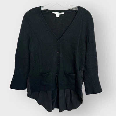 Diane Von Furstenberg Dena Cardigan | silk ruffle detail | wool cashmere sweater - Image 1 of 4