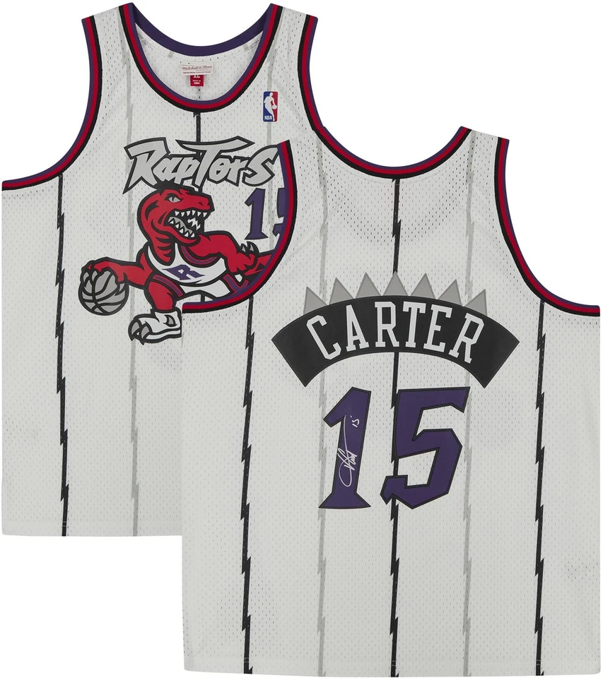 Camiseta deportiva Mitchell & Ness Swingman 1998 blanca firmada por Vince Carter Toronto Raptors Foto 1 de 4