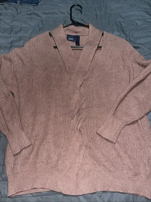 Buckle Daytrip Braid Knit Sweater Women’s Size Large Dusty Rose EUC Foto 1 de 4