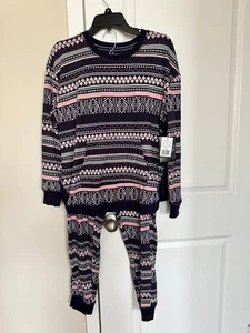 BNWT Cuddl Duds 2pc women's sleepwear set, Size M, Navy print, Poly/spandex - Picture 1 of 5
