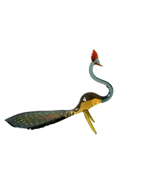 Statuina pavone vetro arte sovietica vintage - URSS anni 70 fatta a mano da collezione - Immagine 1 di 4