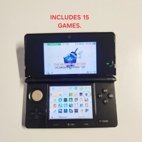 3DS Cosmo Black Handheld System CTR-001 W/GAMES - TESTED