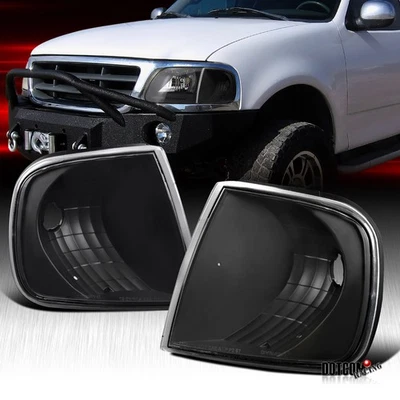 Fit 1997-2003 Ford F150 Expedition Euro Black Corner Lamps Turn Signal Lights - Image 1 of 4