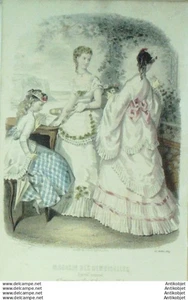 Mode Magasin des demoiselles 1869 #  7 Gravure originale aquarellee - Picture 1 of 1