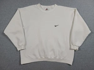 Felpa girocollo Nike uomo XL vintage classica bianca blu bianca etichetta made in USA - Foto 1 di 9