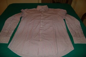 Boss - Camicia uomo, bianco riga rosso e blu, 100 cotone, tg 15.5, usata - Picture 1 of 7