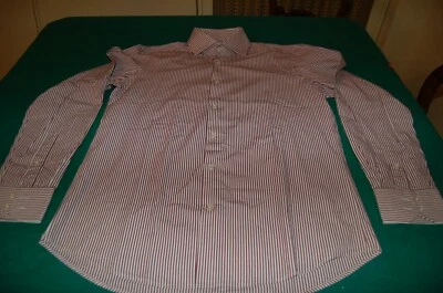 Boss - Camicia uomo, bianco riga rosso e blu, 100 cotone, tg 15.5, usata - Immagine 1 di 4