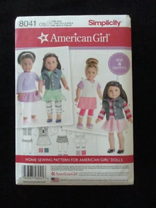 Simplicity 8041 für 18" American Girl Puppenkleidung Schnittmuster ~ ungeschnitten (2) - Bild 1 von 2
