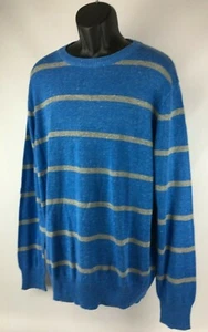 Men's Urban Pipeline Crew Neck Blue/Gray Striped Sweater - Size XL - Picture 1 of 9