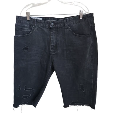 Smoke Rise Men’s 40 Distressed Denim Black Jean Jorts Shorts Cut off 13" Inseam - Image 1 of 4