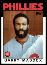 1986 Topps Baseball Card Garry Maddox Philadelphia Phillies #585