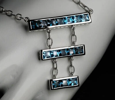 Collar Multiajuste Bellarri "Amor Eterno" 14K Topacio Azul Suizo y Londres NUEVO Foto 1 de 4