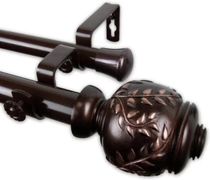 Rod Desyne 1" Colette Double Curtain Rod, 28-48", Bronze - Picture 1 of 2