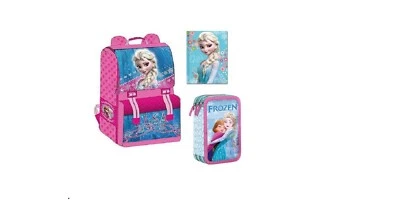 zaino frozen + astuccio + diario kit disney Elsa bambina scuole elementari medie - Immagine 1 di 4