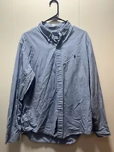 Ralph Lauren Shirt Men's Size XL Solid Light Blue Long Sleeve Button Down Logo - Picture 1 of 5