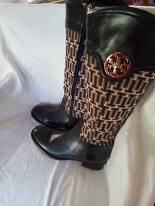 TORY BURCH Miller Leather Bright Navy Riding Boot 9.5M NWOB Unworn Cond'n - Picture 1 of 14