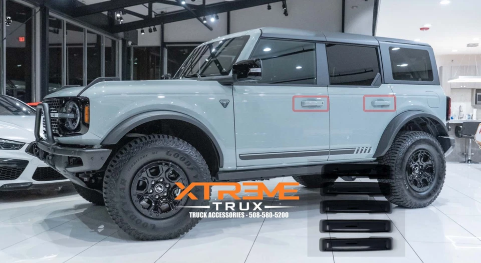 Juego de cubiertas de manija de puerta pintadas gris cactus NE para Ford Bronco 21-25 sin llave inteligente Foto 1 de 2