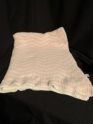 Cobertor de bebê rosa e branco Chervon chenille meninas não tenho certeza de marca - Imagem 1 de 4