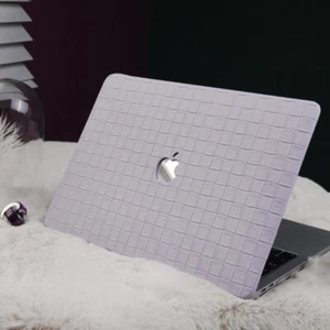 Vine Purple Plaid PU Leather Shell Case Cover For Apple MacBook Air MacBook Pro - Picture 1 of 30