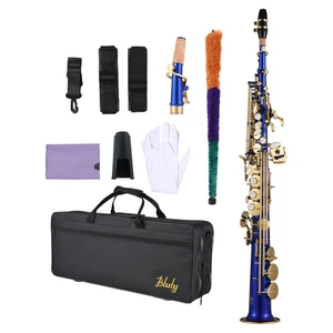 Btuty Brass Straight Soprano Saxophone Bb B Flat Sax with Carry Case Accessories - Picture 1 of 12
