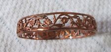 Signed Peter Stone Floral Flowers Cut Out Copper Bangle Bracelet #2 FREE S/H