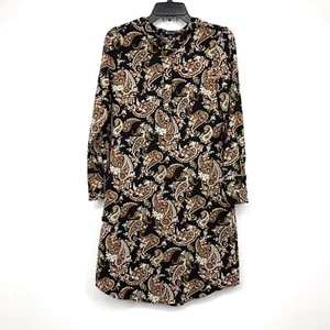 Versona Dress Womens XS Black Floral Paisley Print Long Sleeve Button Up NWT - Picture 1 of 10
