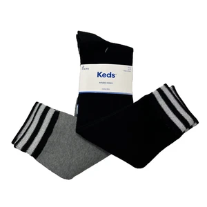 Keds Kniestrümpfe 2er Pack Baumwollmischung schwarz und grau - Bild 1 von 9