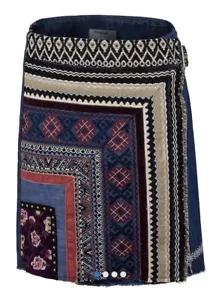DESIGUAL GIRLS DENIM SKIRT BLUE/MULTI COLOR SIZE 28, GI 49 A - Picture 1 of 12