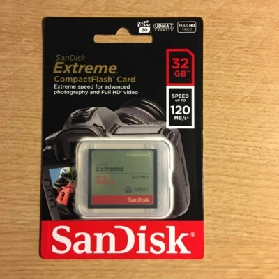 SanDisk 32GB Extreme Compact Flash CF Card up To 120mb/s 32GB - Image 1 of 2