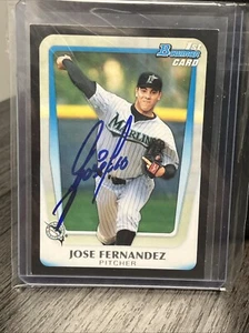 JOSE FERNANDEZ AUTOGRAPHED SIGNED CARD 2011 BOWMAN ROOKIE MARLINS BASEBALL - Picture 1 of 2
