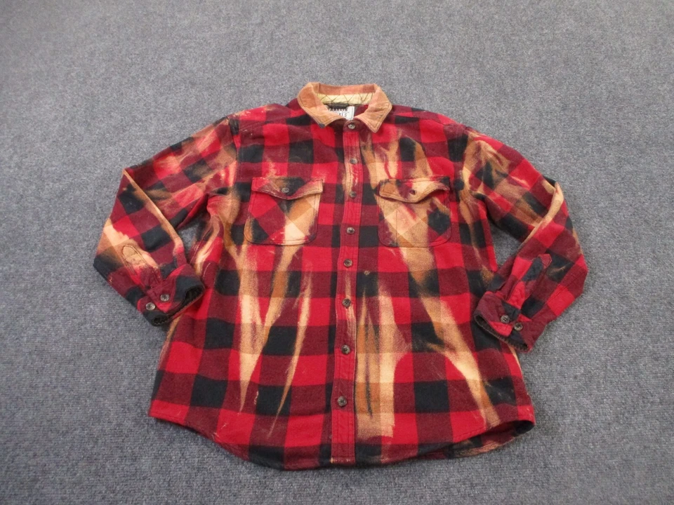 Franklin Flannels Shirt Mens L Red Plaid Country Tennessee Work Outdoor Bleached - Imagem 1 de 4