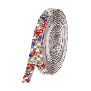 3 Yards Self Adhesive Crystal Rhinestone Diamond Ribbon for Arts 12mm Colorful - Picture 1 of 7