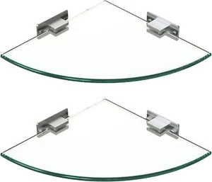 2-Pack Glass Shelf Shower Shelves Wall Mounted Shower Bathroom Organizer Shelves - Picture 1 of 6