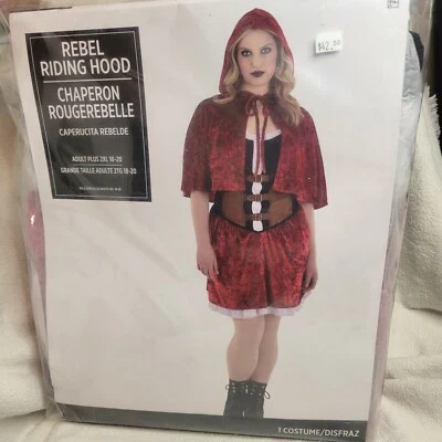 Nuevo Disfraz Caperucita Rebelde Completo Vestido y Capa Adulto Plus 2XL 18-20 Foto 1 de 4