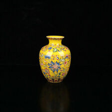 Chinese Enamel Colour Porcelain Handmade Exquisite Vase Yellow A