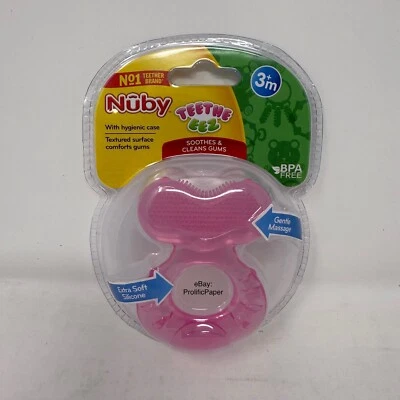 Nuby Silicone Teethe-EEZ Teether with Bristles, Hygienic Case, BPA FREE - Image 1 of 4