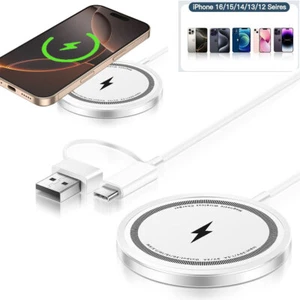 For iPhone 16 15 14 13 12 Pro Max MagSafe Charger Fast Magnetic Wireless Charger - Picture 1 of 13