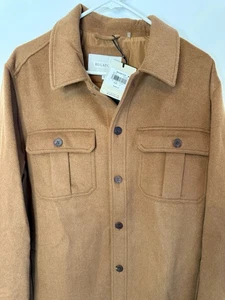 NWT Bugatchi Shacket Jacket Large Cashmere Wool Lining Pocket Cinnamon NEW $498 - Picture 1 of 24