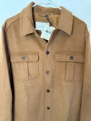 NWT Bugatchi Shacket Jacket Large Cashmere Wool Lining Pocket Cinnamon NEW $498 - Image 1 of 4