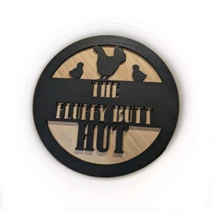 Hühnerstall Schild Fluffy Butt Hut Schild Hühnerstall Zubehör 14,5" Holzschild  - Bild 1 von 2