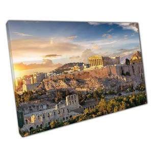 Akropolis Parthenon Tempel Sonnenuntergang Leinwand Wandbild Kunstdruck - griechische Architektur - Bild 1 von 10
