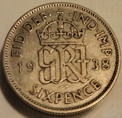 1938 Great Britain Silver Six Pence! Great Condition But You Be The Judge! - Image 1 of 2