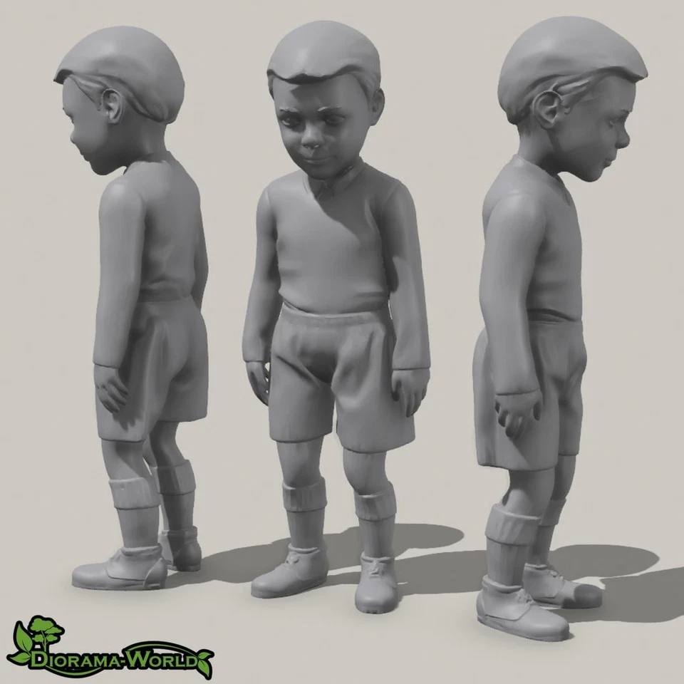 LASER CREATION-WORLD Junge / Kind mit gesenktem Kopf - 3D Druck Figur Miniatur - 1:24, 32, 35, 48, 72