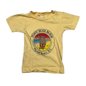 Vintage Teddy Bear Myrtle Beach SC Vacation T-Shirt FLAW Yellow Toddler S Small - Picture 1 of 5